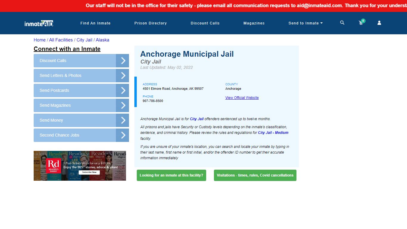 Anchorage Municipal Jail | Inmate Locator